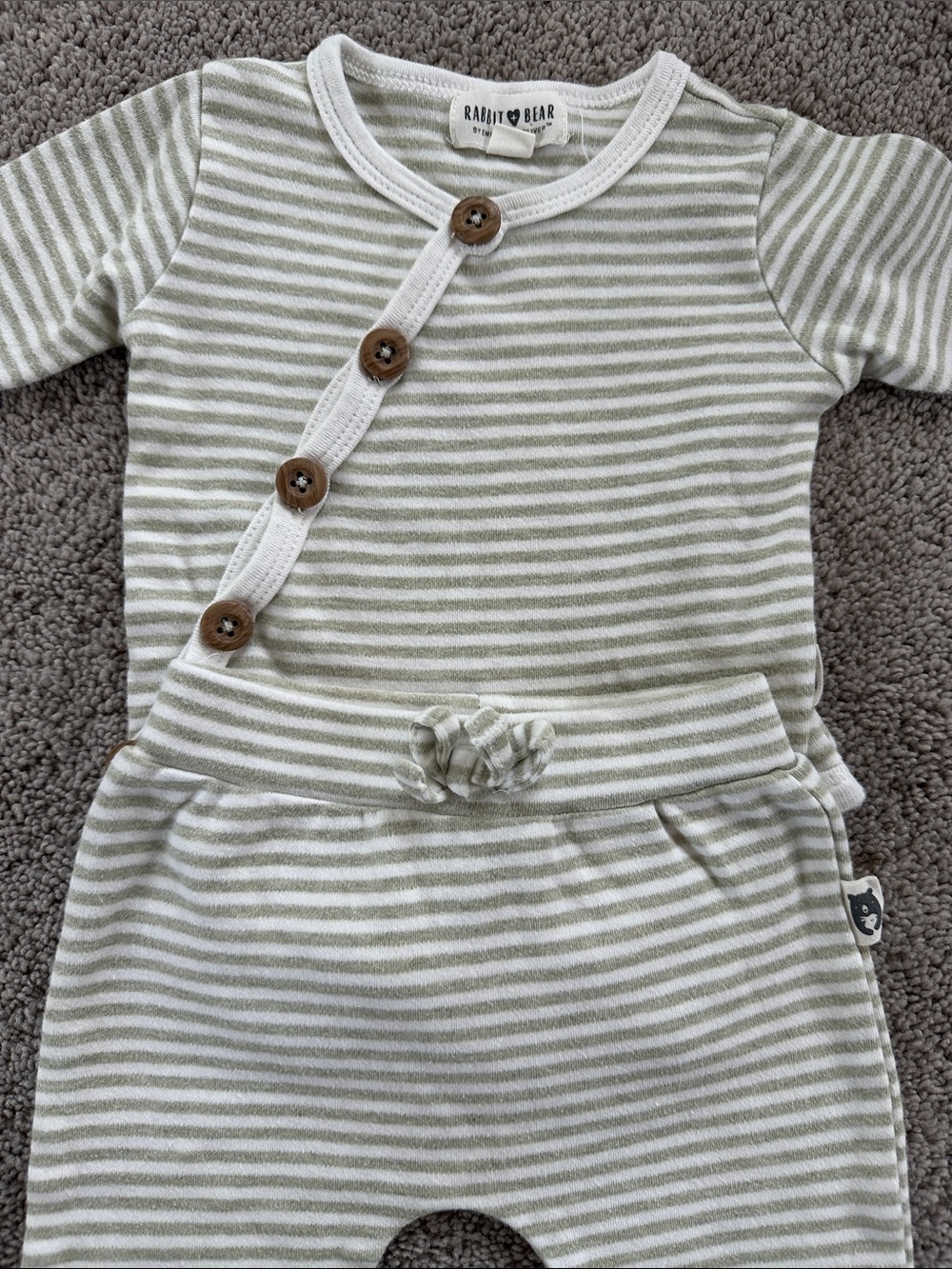 Rabbit Bear Striped Set Green
